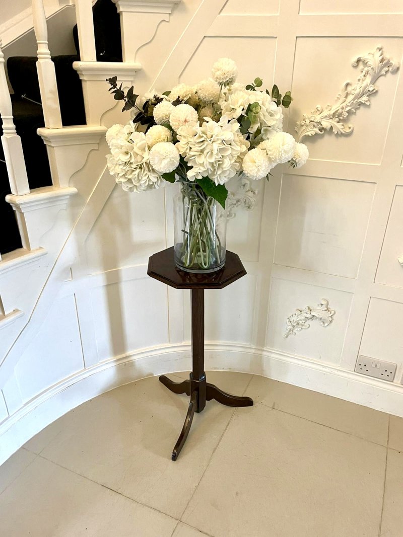 Unusual Antique George l Quality Burr Oak Candle/Lamp Stand - Image 2